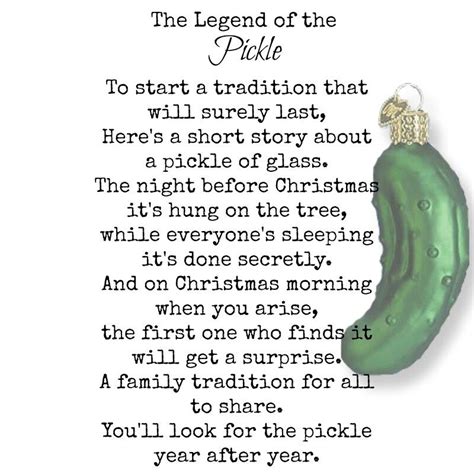 German Christmas Pickle Poem Printable